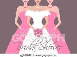 Vector Clipart - Bride and bridesmaids in pink. Vector Illustration ...