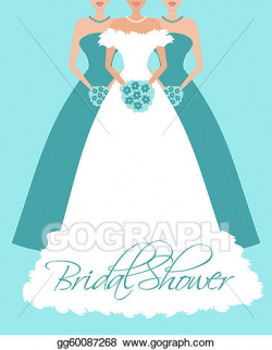 Vector Illustration - Bride and bridesmaids in blue. EPS Clipart ...