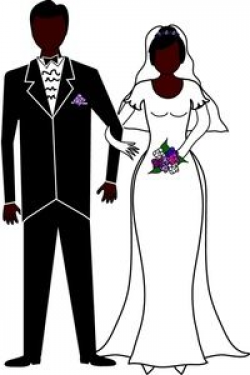 Marriage Clipart Image: Bride and groom, arm in arm as they walk ...