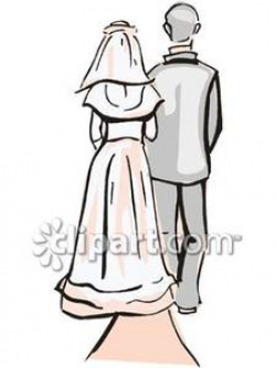 A Bride and Father Walking Down the Isle - Royalty Free Clipart Picture