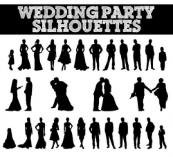 Wedding Party Silhouettes // Wedding, Bride, Bridesmaid, Groomsman ...
