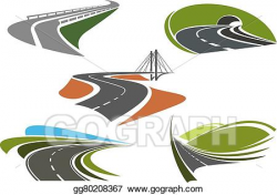 Vector Illustration - Asphalt highway and roads abstract icons. EPS ...