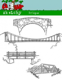 Bridge Clipart / Graphics - 300dpi Black Lined and White Transparent ...