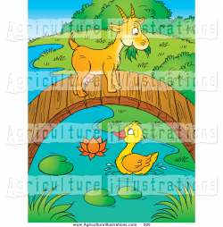 Agriculture Clipart of a Cute Yellow Goat Animal Crossing over a ...