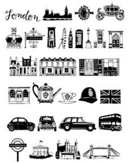 London Doodle Clip Art, England Clipart, PNG, Instant Download ...