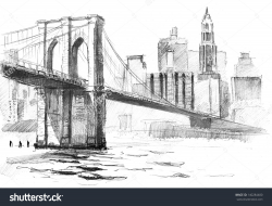 Pencil Sketches Of Bridges Bridge Clipart Sketch Easy - Pencil And ...