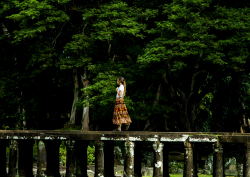 Woman walking on bridge image - Free stock photo - Public Domain ...