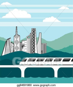 Vector Stock - City landscape train bridge . Clipart Illustration ...