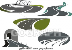 Vector Art - Highway, roads, tunnels and bridge icons. EPS ...