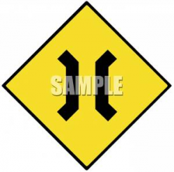 Narrow Bridge Warning Road Sign - Royalty Free Clipart Picture