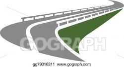 Clip Art Vector - Road with guardrails passing on the edge of slope ...