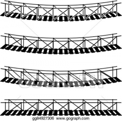 Vector Art - Simple rope suspension hanging bridge black symbol. EPS ...