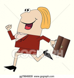 Vector Art - Cheerful woman with briefcase . Clipart Drawing ...