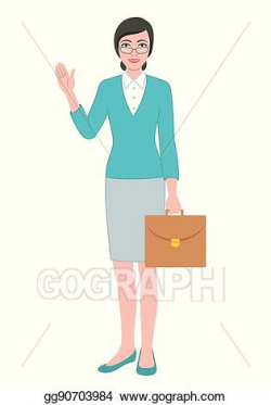 Vector Clipart - Female teacher with a briefcase bag. Vector ...