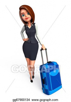 Drawing - Business woman with traveling bag. Clipart Drawing ...