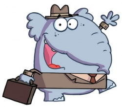 Work Clipart Image - Cartoon Elephant Worker Going off to the Job ...