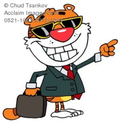 Clipart Illustration of A Tiger In a Suit Holding a Briefcase