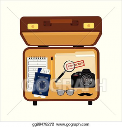 Vector Stock - Detective briefcase top view. Stock Clip Art ...