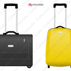Rolling Suitcase clipart. Digital Rolling Luggage clipart, Suitcase ...