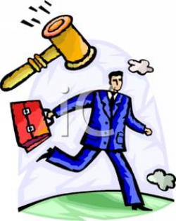 A Lawyer with a Gavel and a Briefcase - Royalty Free Clipart Picture