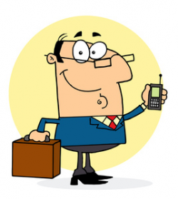 Lawyer Clipart Image - Attorney or Lawyer with Briefcase and Cell Phone