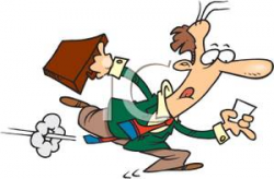 A Colorful Cartoon of a Man Running with a Briefcase - Royalty Free ...