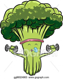 Vector Art - Beautiful bright cartoon broccoli engaged in sports ...