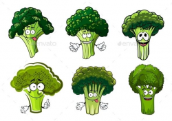 Green Broccoli Vegetables Cartoon Characters | Broccoli vegetable ...