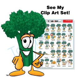 Broccoli Mascot Clip Art Set Illustration