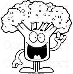 Cuisine Clipart of a Black and White Broccoli Mascot with an Idea by ...