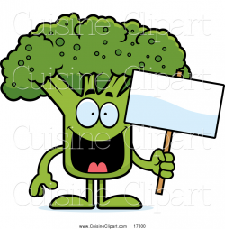 Cuisine Clipart of a Happy Broccoli Mascot Holding a Sign by Cory ...