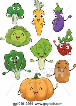 Vector Art - Mascots vegetables illustration. Clipart Drawing ...