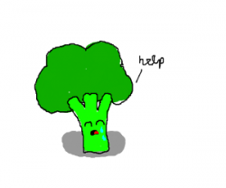 Broccoli with a careless expression