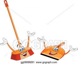Vector Art - Broom and dustpan cartoon. Clipart Drawing gg59099261 ...