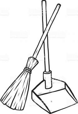 broom and dust pan clipart black and white | Clipart Station
