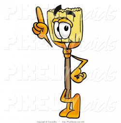 Clipart of a Friendly Broom Mascot Cartoon Character Pointing ...