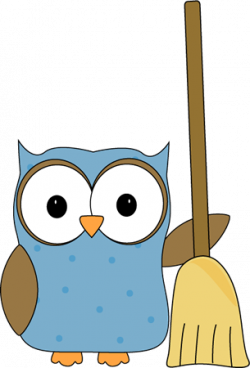 Owl with a Broom Clip Art - Owl with a Broom Vector Image | baglyok ...