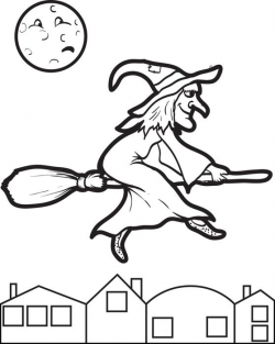 Best Flying Witch Coloring Page Free 5018 Printable ColoringAce.com