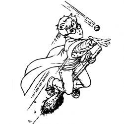 Harry Potter On A Magic Broom Free Coloring Page • Harry Potter ...