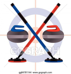 Vector Illustration - Curling brooms crossed with rocks. Stock Clip ...