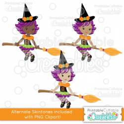 Cute Witch on Broom SVG Cutting File & Clipart