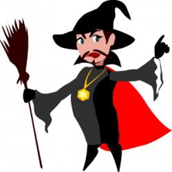Male sorcerer with broom