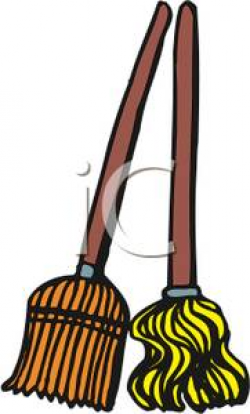 Clipart Image: A Broom and a Mop