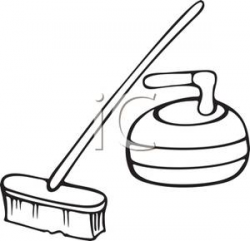 A Push Broom and Vacuum Canister - Royalty Free Clipart Picture