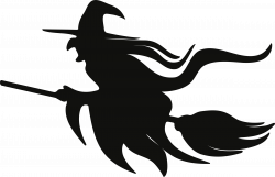 Clipart - Witch on Broomstick Silhouette