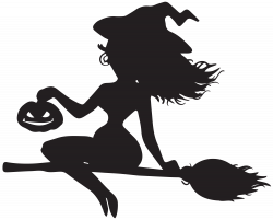 Witch on Broom Silhouette PNG Clip Art | Gallery Yopriceville ...