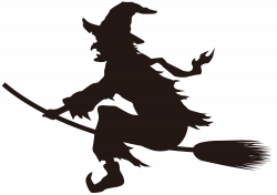 Halloween Witch on Broom Silhouette PNG Clip Art Image | Gallery ...