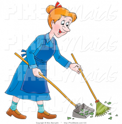 Clipart of a Cartoon Happy Woman Sweeping up a Mess with a Broom by ...