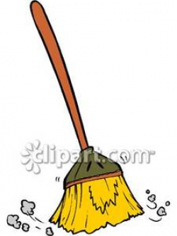 Broom Sweeping Dust - Royalty Free Clipart Picture
