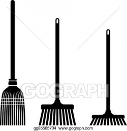 Vector Clipart - Sweeping broom black symbols. Vector Illustration ...